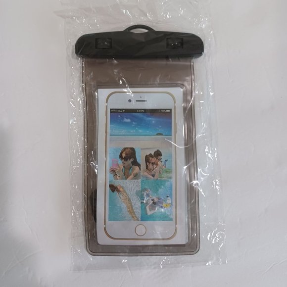New Waterproof Phone Pouch with Lanyard Size 7x4 in Black Color Non-toxic PVC/AB - Picture 7 of 8